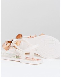 Ted Baker Effiey Pink Bow T Bar Flat Sandals