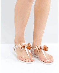 Ted Baker Effiey Pink Bow T Bar Flat Sandals