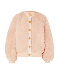 Pink Fleece Bomber Jacket