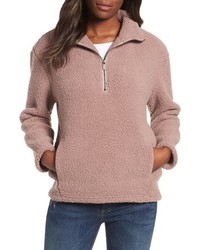 Pink Fleece Zip Neck Sweater