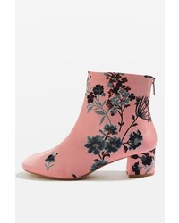 Pink Floral Ankle Boots