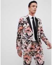 ASOS Edition Skinny Tuxedo Suit Jacket In Pink Floral Sa Print