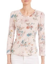 Rebecca Taylor Meadow Jersey Floral Print Top