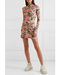 Vetements Floral Print Stretch Jersey Mini Dress