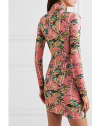 Vetements Floral Print Stretch Jersey Mini Dress