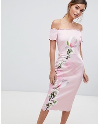 Ted Baker Scalloped Bodycon Dress In Harmony Floral