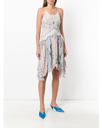 Self-Portrait Floral Print Asymmetric Dress With Lace Inserts