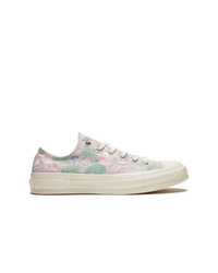Pink Floral Canvas Low Top Sneakers