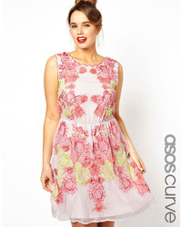 Asos Curve Curve Salon Dress With Scallop Edge Applique Pink