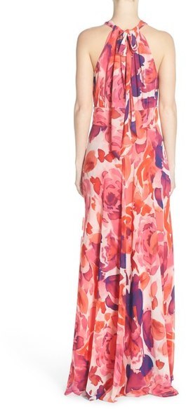 Floral print halter chiffon maxi dress eliza on sale j