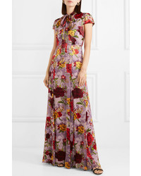 Alice + Olivia Roanne Floral Print Devor Chiffon Maxi Dress