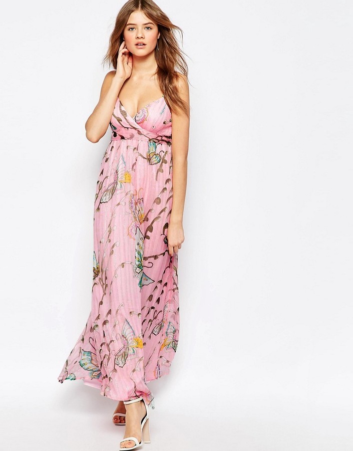 Traffic People Silk Cami Maxi Dress In Floral Butterfly Print, $154 ...