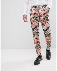 ASOS Edition Skinny Tuxedo Suit Trousers In Pink Floral Sa Print