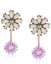 Betsey Johnson Spring Fling Flower Front And Back Drop Earrings