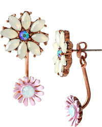 Betsey Johnson Spring Fling Front And Back Flower Drop Earrings