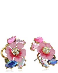 Betsey Johnson Spring Glam Flower Cluster Stud Earrings