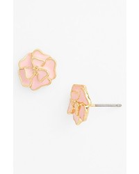 Carole Enamel Flower Stud Earrings Soft Pink One Size