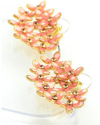 Diamante Pink Glaze Flower Earrings