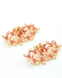 Diamante Pink Glaze Flower Earrings