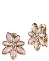 Anne Klein Rhinestone Blush Flower Clip Earrings