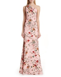 Badgley Mischka Collection Badgley Mischka One Shoulder Floral Evening Dress