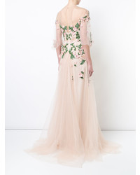 Marchesa Notte Floral Embroidered Gown