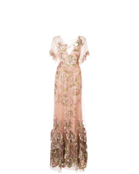 Marchesa Notte Floral Embroidered Gown