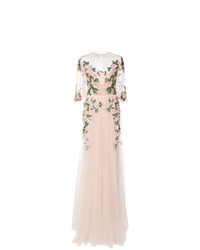 Marchesa Notte Floral Embroidered Gown