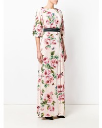 Dolce & Gabbana Rose Print Brocade Long Dress