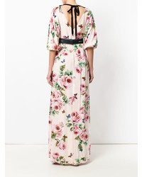 Dolce & Gabbana Rose Print Brocade Long Dress
