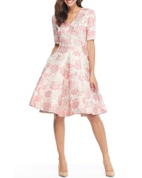 Gal Meets Glam Collection Adair Pink Passion Rose Jacquard Fit Flare Dress