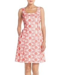 Adrianna Papell Floral Eyelet Fit Flare Dress