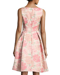 Maggy London Floral Jacquard Fit And Flare Dress Pink Pattern
