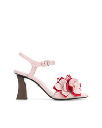 Pink Floral Heeled Sandals