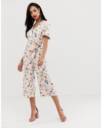 Oasis Angel Sleeve Jumpsuit In Floral Print