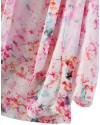 Choies Pink Floral Lapel Kimono Coat
