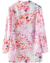 Choies Pink Floral Lapel Kimono Coat