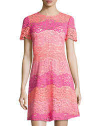 Shoshanna Rio Floral Lace Dress Pink Pattern