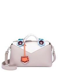 Fendi By The Way Floral Detail Leather Boston Bag