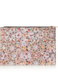 Pink Floral Leather Clutch