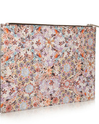 Tabitha Simmons Large Floral Print Textured Leather Pouch