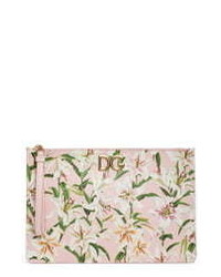Dolce & Gabbana Lily Print Leather Pouch