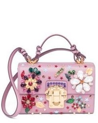 Pink Floral Leather Crossbody Bag
