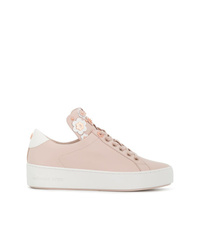 Pink Floral Leather Low Top Sneakers