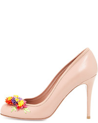 RED Valentino Floral Appliqu Leather 100mm Pump Light Pink