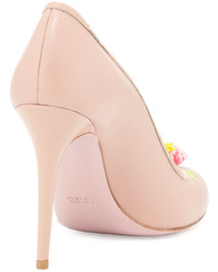 RED Valentino Floral Appliqu Leather 100mm Pump Light Pink