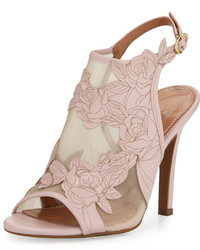Pink Floral Leather Sandals