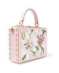 Dolce & Gabbana Lilium Embellished Floral Print Textured Leather Tote