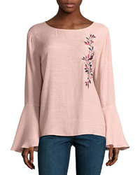 St Johns Bay St Johns Bay Long Sleeve Round Neck Woven Floral Blouse Talls