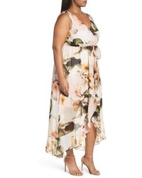 Sangria Plus Size Faux Wrap Floral Maxi Dress
